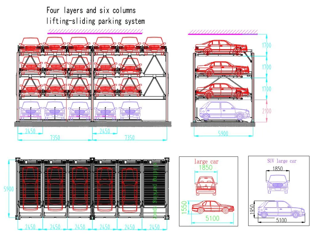 Semi - Auto Parking System 2 Levels Car Parking System