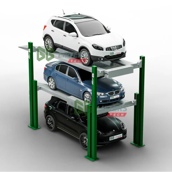 Ascenseur de stationnement de voiture à 4 postes ascenseur de stationnement triple empileur ascenseur automatique système de stationnement de voiture hydraulique CE ascenseur de stationnement de voiture automatique